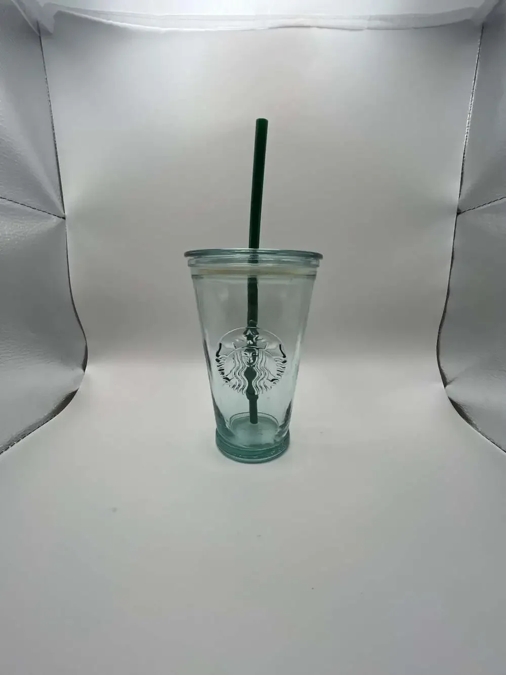 Starbucks Recycled Glass Cold To Go Cup Grande 16 oz Spain With Lid And Straw
